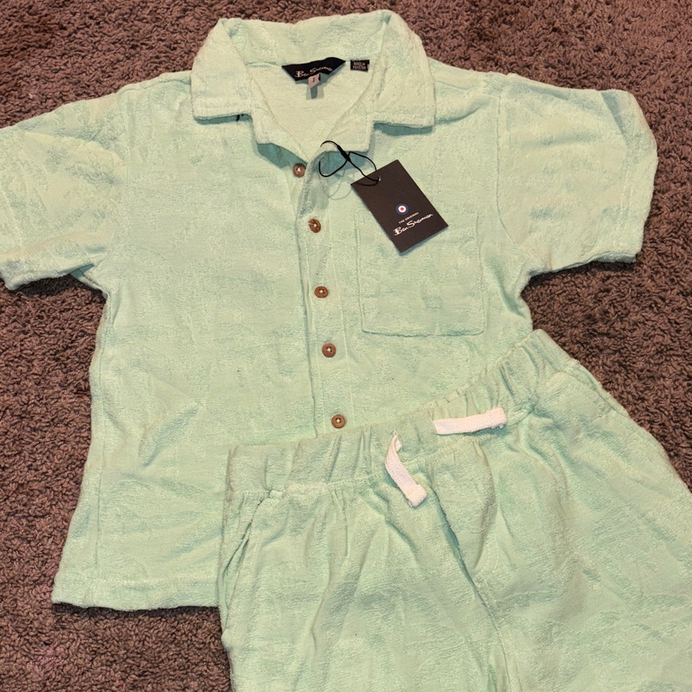 Ben sherman matching set Light Green Button-Up Shirt with shorts